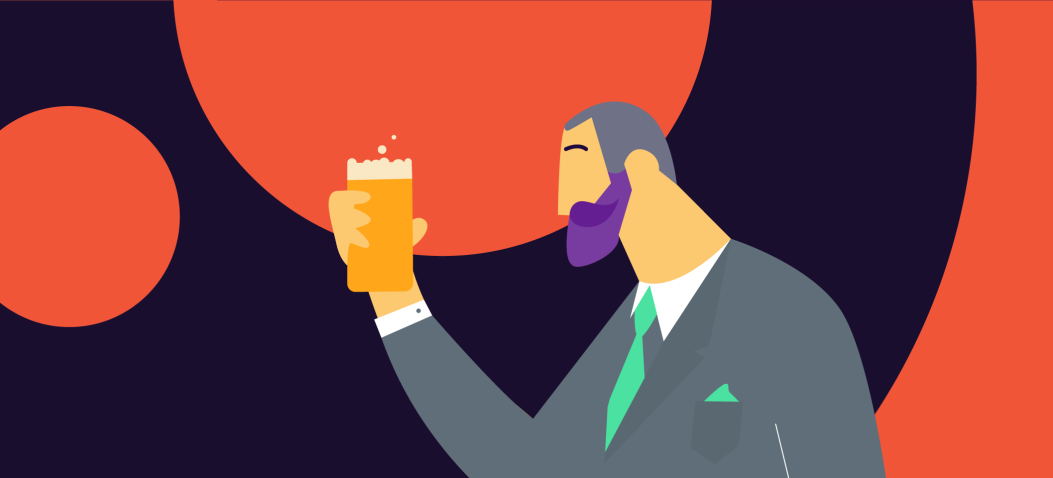 vector image of man holding a beer